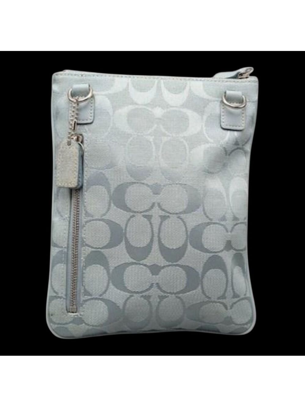 Coach Light Blue Signature Canvas and Suede Crossbody Bag - Picture 8 of 11